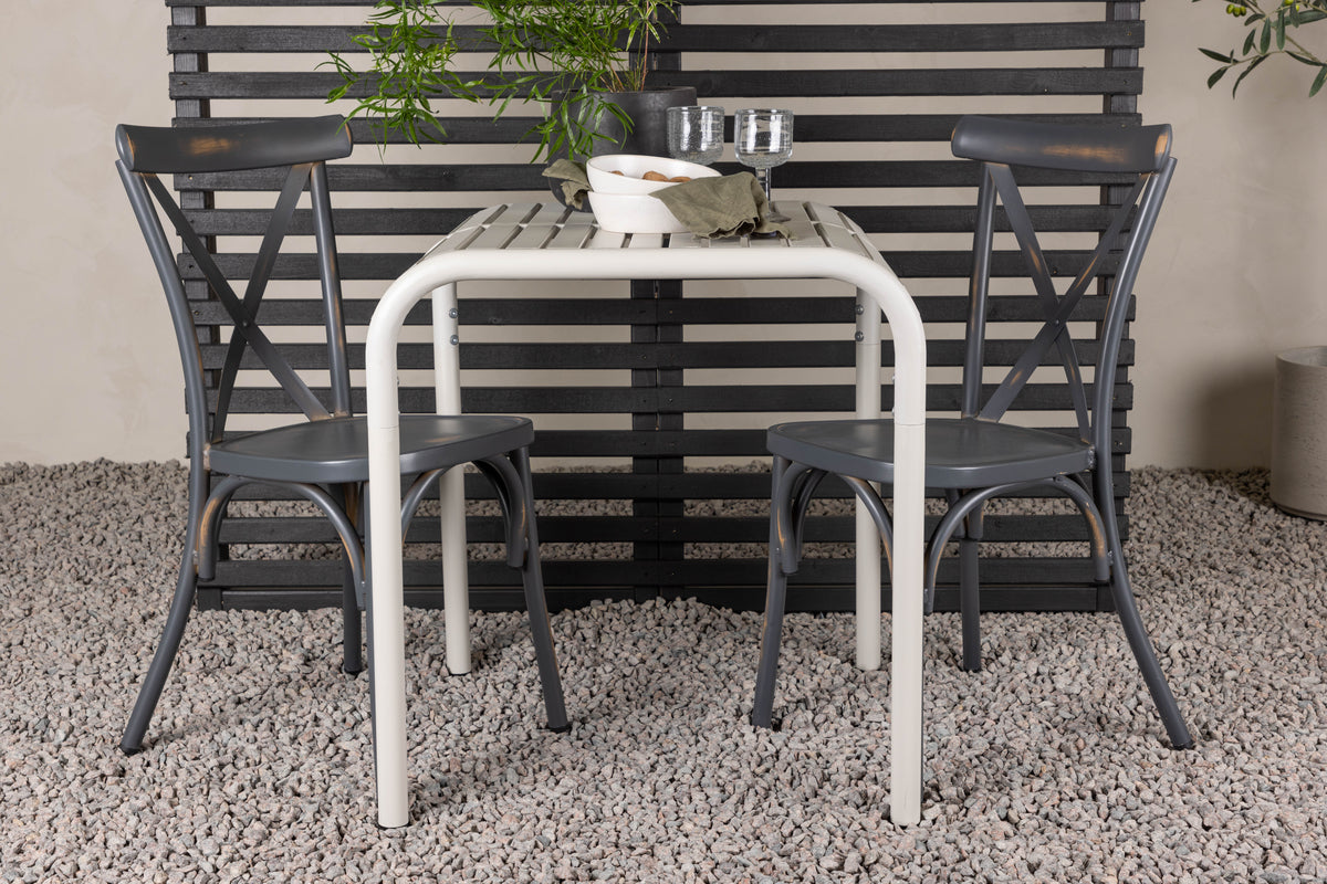 Borneo Cafebord 70 x 70 Beige & Tablas Stole 2 stk Mørkegrå