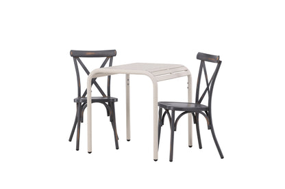 Borneo Cafebord 70 x 70 Beige & Tablas Stole 2 stk Mørkegrå