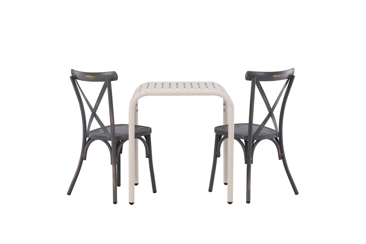Borneo Cafebord 70 x 70 Beige & Tablas Stole 2 stk Mørkegrå