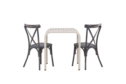 Borneo Cafebord 70 x 70 Beige & Tablas Stole 2 stk Mørkegrå