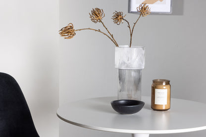 Hamden & Polar rundt spisebord Ø80 hvid + 2 sorte spisestole