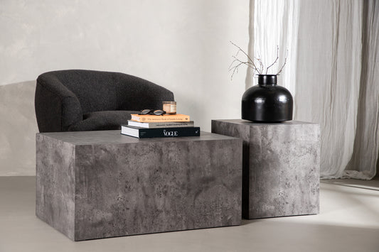 York sofabord 40 x 40 mørkegrå + sofabord 80 x 60 mørkegrå