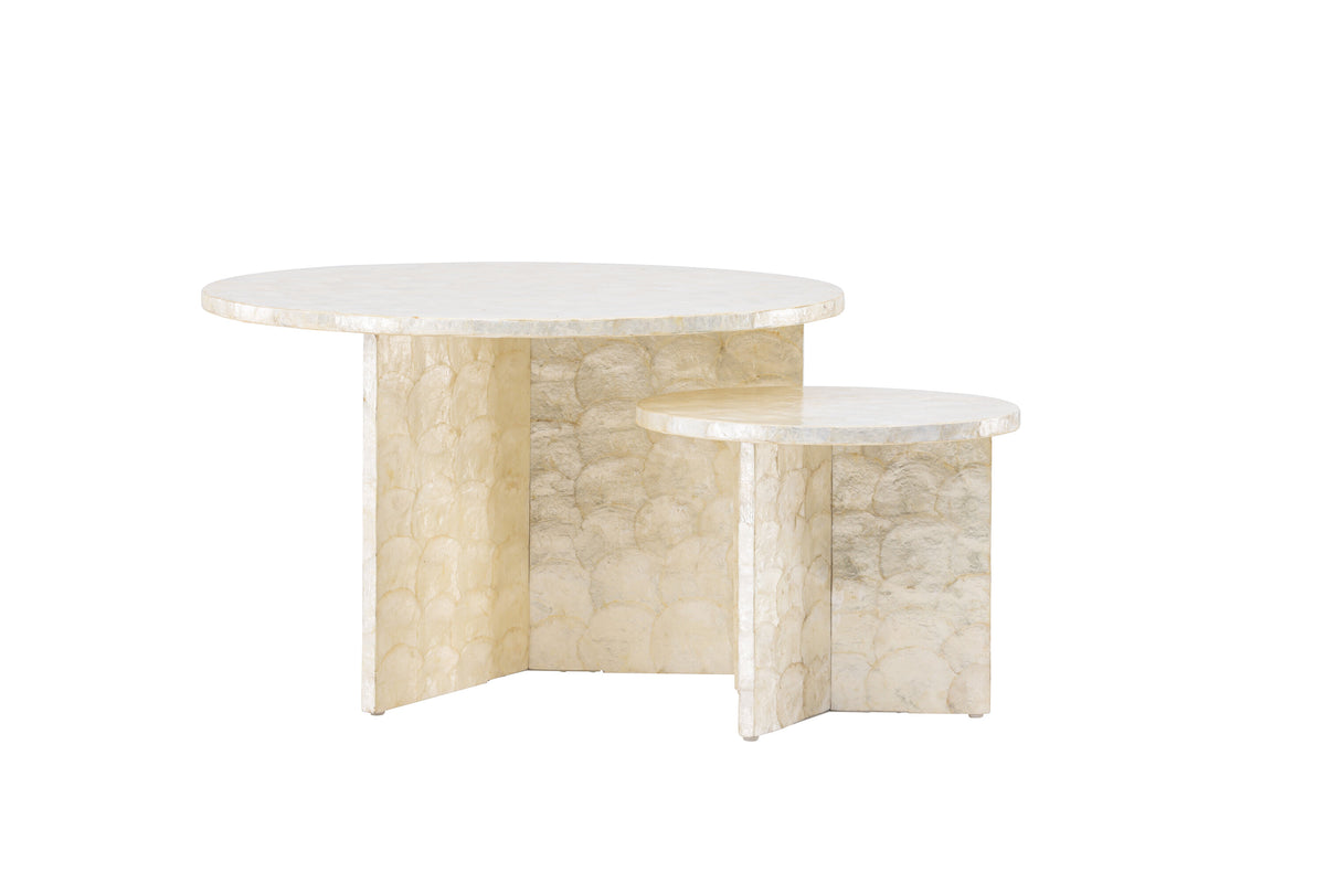 Smögen sofabordssæt med 2 borde - Ø70 og Ø40 cm - beige - billede 2