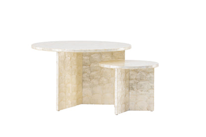 Smögen sofabordssæt med 2 borde - Ø70 og Ø40 cm - beige - billede 2