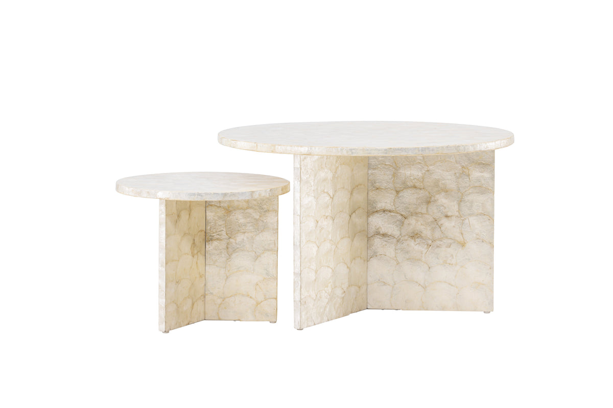 Smögen sofabordssæt med 2 borde - Ø70 og Ø40 cm - beige - billede 6