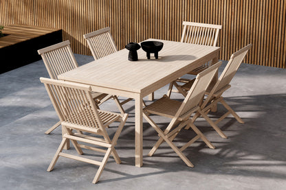 Kenya Havestole 6 stk Whitewash & Kenya spisebord 180 x 90 Whitewash