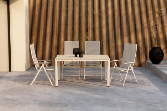 Levanzo & Mirko spisestol 2-pak beige + rektangulært spisebord 140 x 80 beige