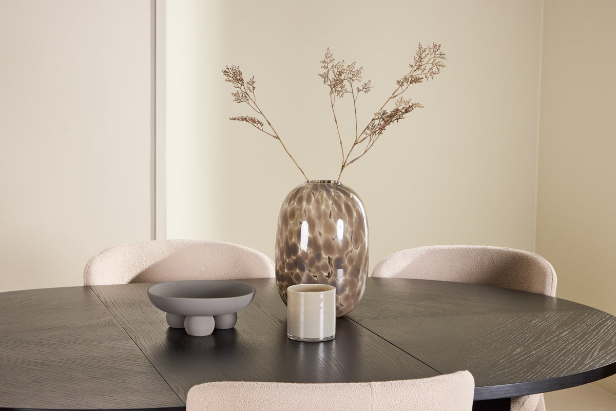 Spisebordssæt Strada spisebord Ø120 sort med 6 beige Astoria spisestole