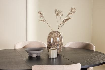 Spisebordssæt Strada spisebord Ø120 sort med 6 beige Astoria spisestole