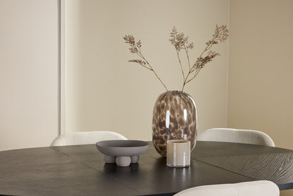 Spisebordssæt Strada spisebord ⌀120 sort & 6 stk Lilja spisebordsstol Beige
