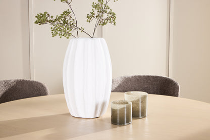 Copenhagen Spisebord ⌀140 Whitewash & 6 stk Astoria Spisebordsstol Brun