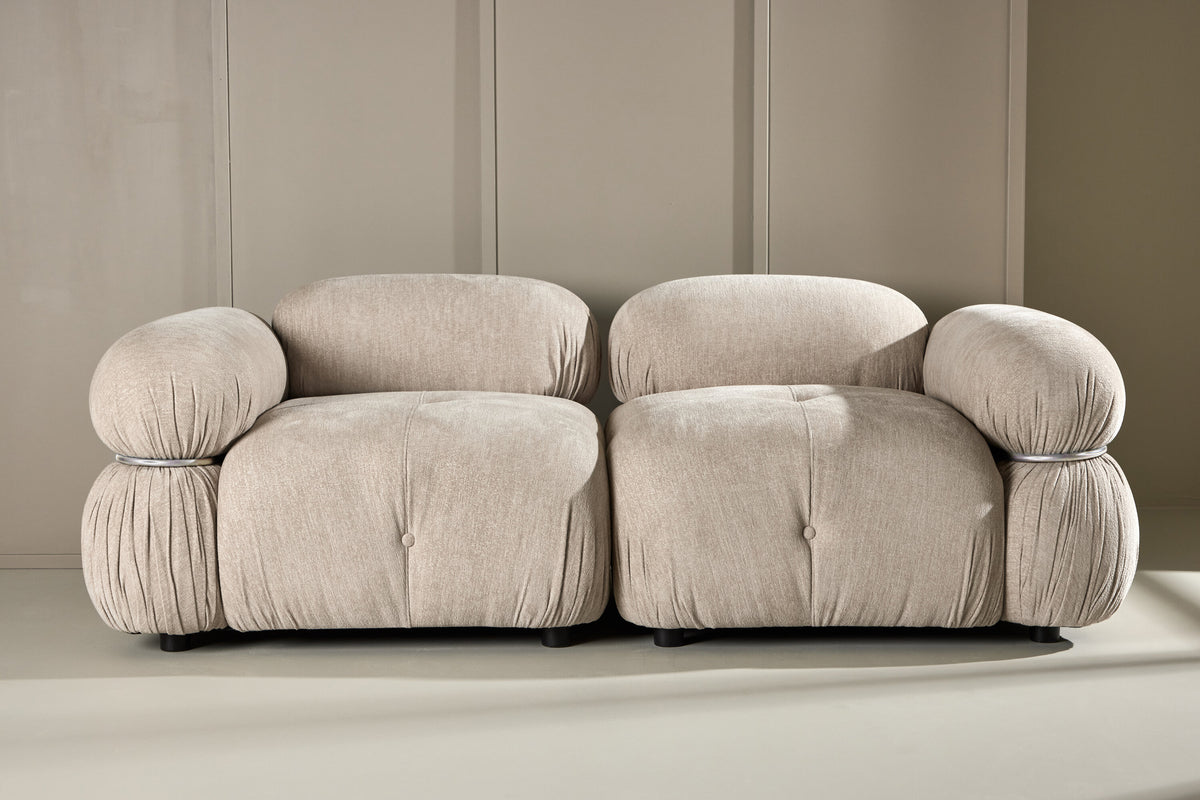 Mika 2-personers sofa - beige, sort, krom - billede 13