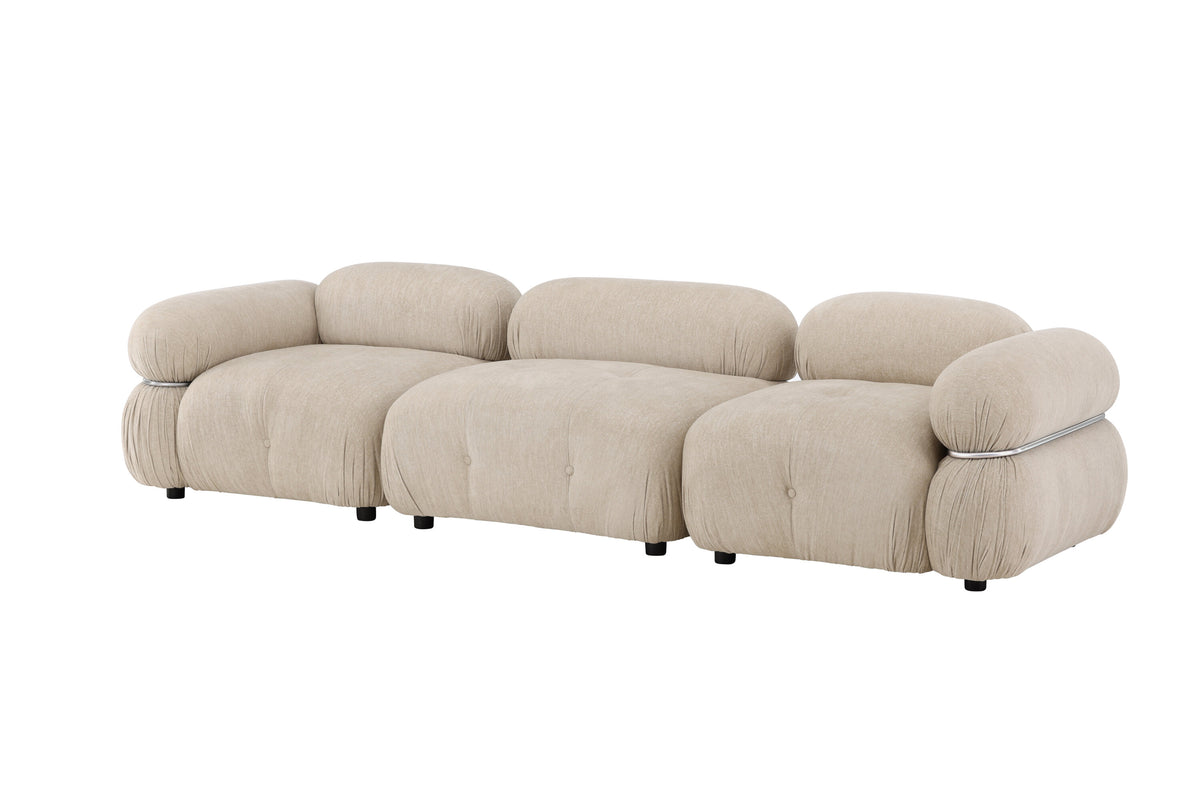 Mika 3-personers sofa - beige, sort, krom - billede 2