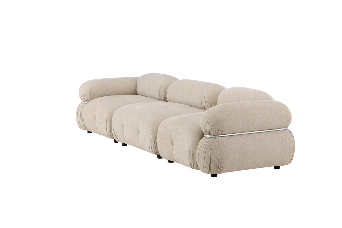 Mika 3-personers sofa - beige, sort, krom - billede 3