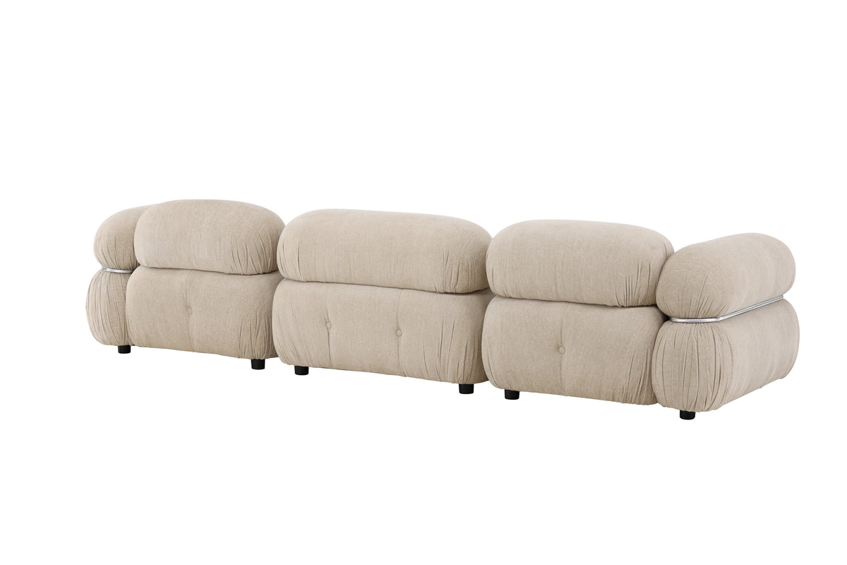 Mika 3-personers sofa - beige, sort, krom - billede 8