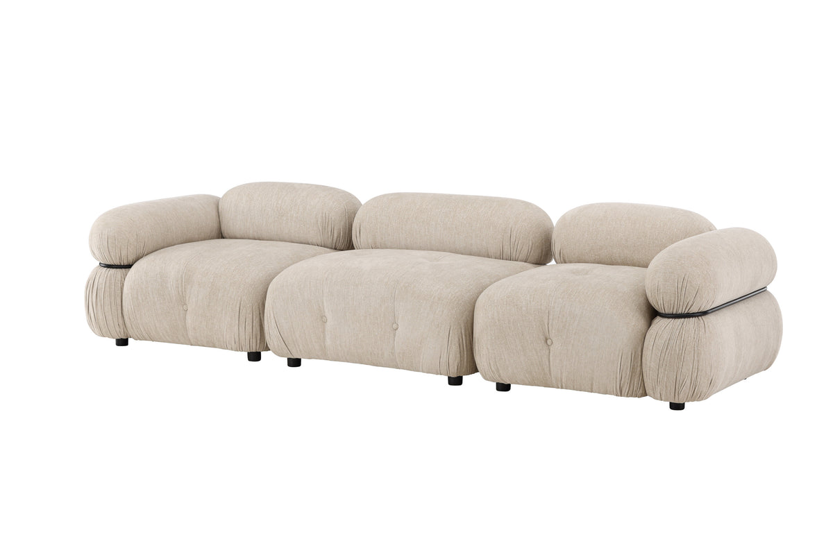 Mika 3-personers sofa - beige, sort - billede 5