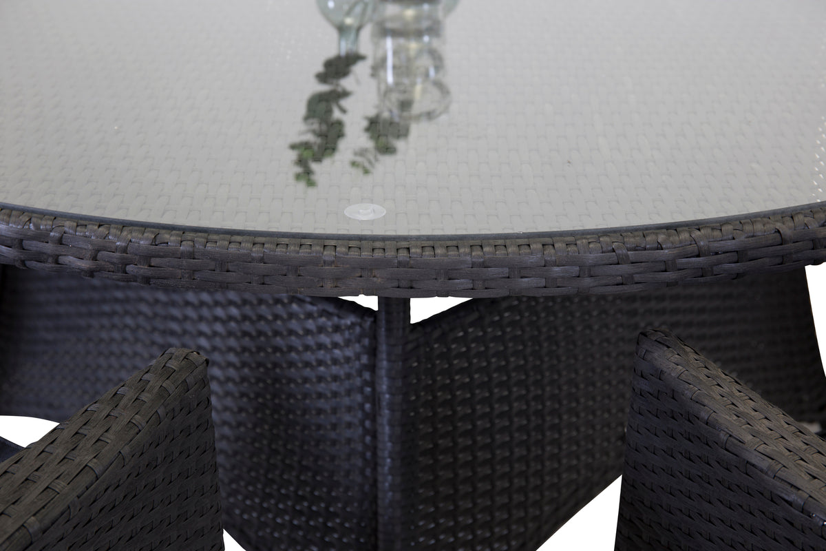 Volta rundt spisebord ⌀150 sort & 6 stk Malin Stole Sort